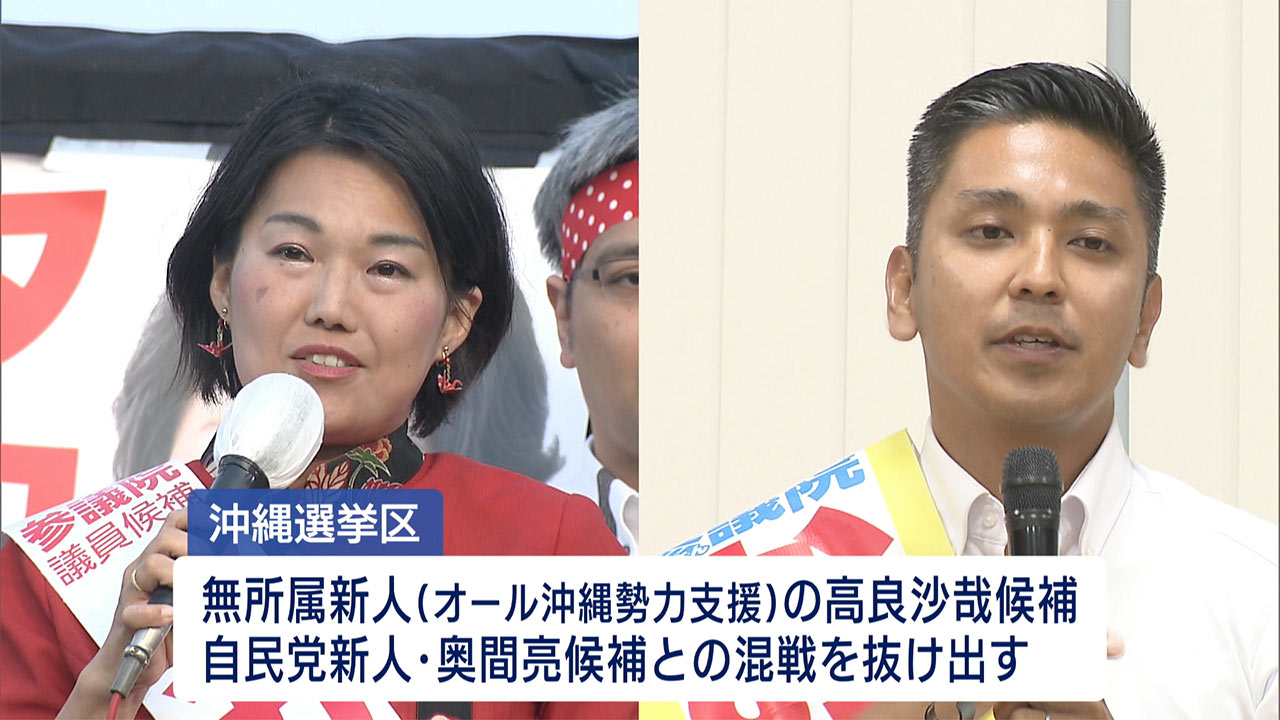 19:00　参院選　朝日新聞・終盤情勢調査／高良氏が奥間氏との混戦から抜け出す