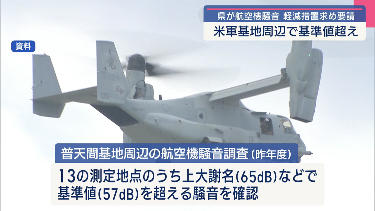 県が米軍基地周辺の航空機騒音軽減措置などを要請