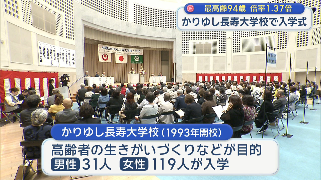 最高齢は94歳！かりゆし長寿大学校で入学式