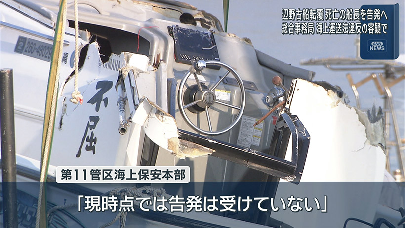 辺野古転覆事故 死亡した船長を刑事告発へ