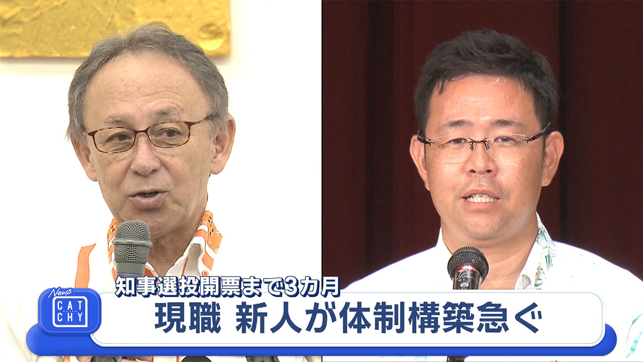 知事選投開票まで３か月／現職・玉城氏、新人・古謝氏が事務所開き