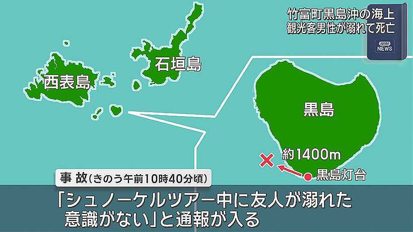 黒島沖で観光客の男性がおぼれて死亡