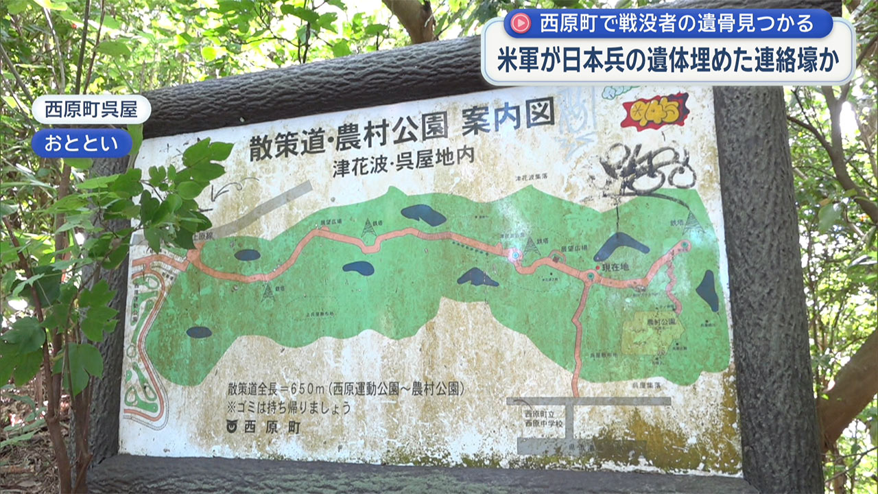 西原町で沖縄戦で亡くなったと思われる遺骨発見