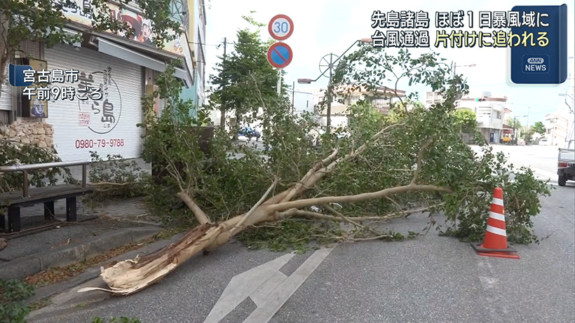 台風9号が通過 先島諸島の各地で片づけに追われる