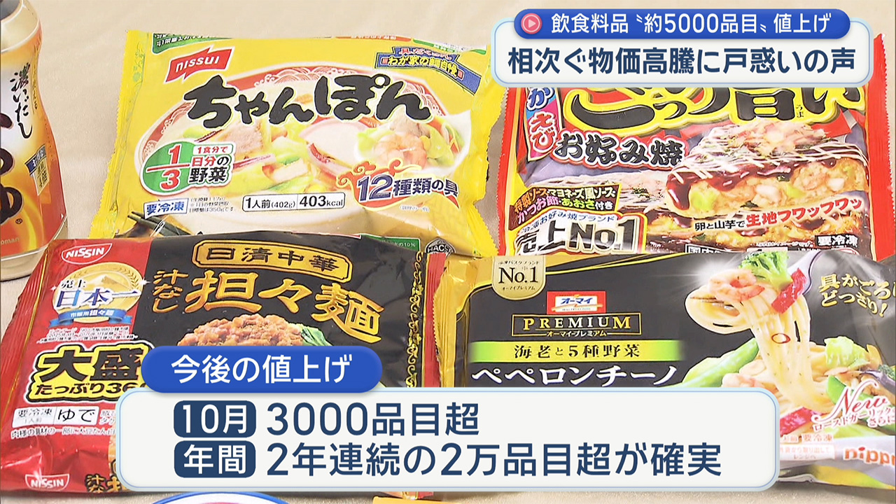 9月1日から飲食料品の値上げ約5000品目　県民の声は