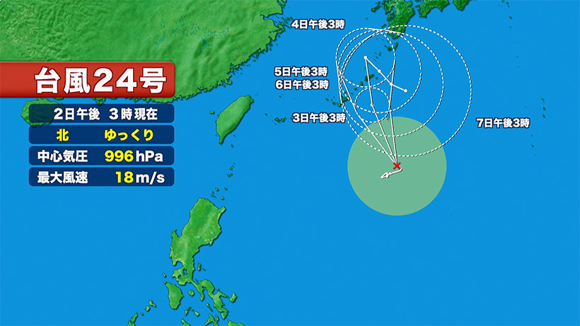 台風24号の動き