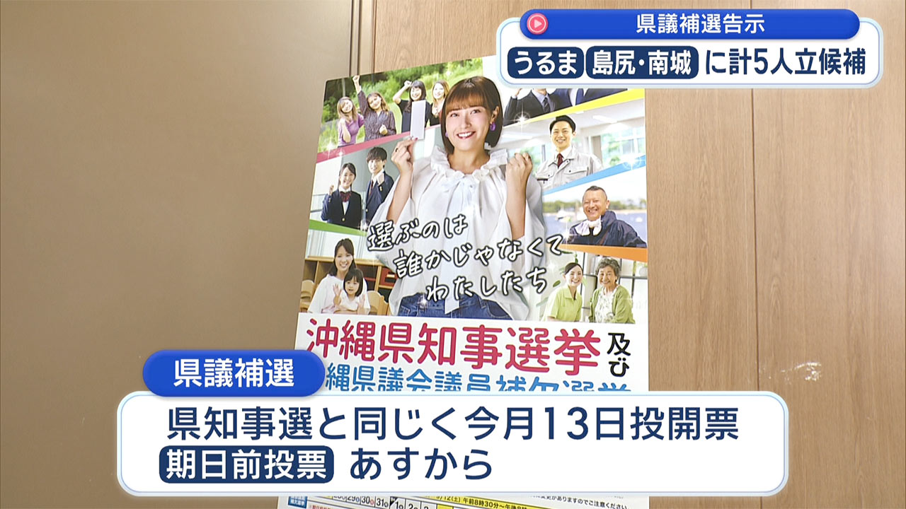 県議補欠選挙が告示／うるま市区で3人、島尻・南城市区で2人が立候補