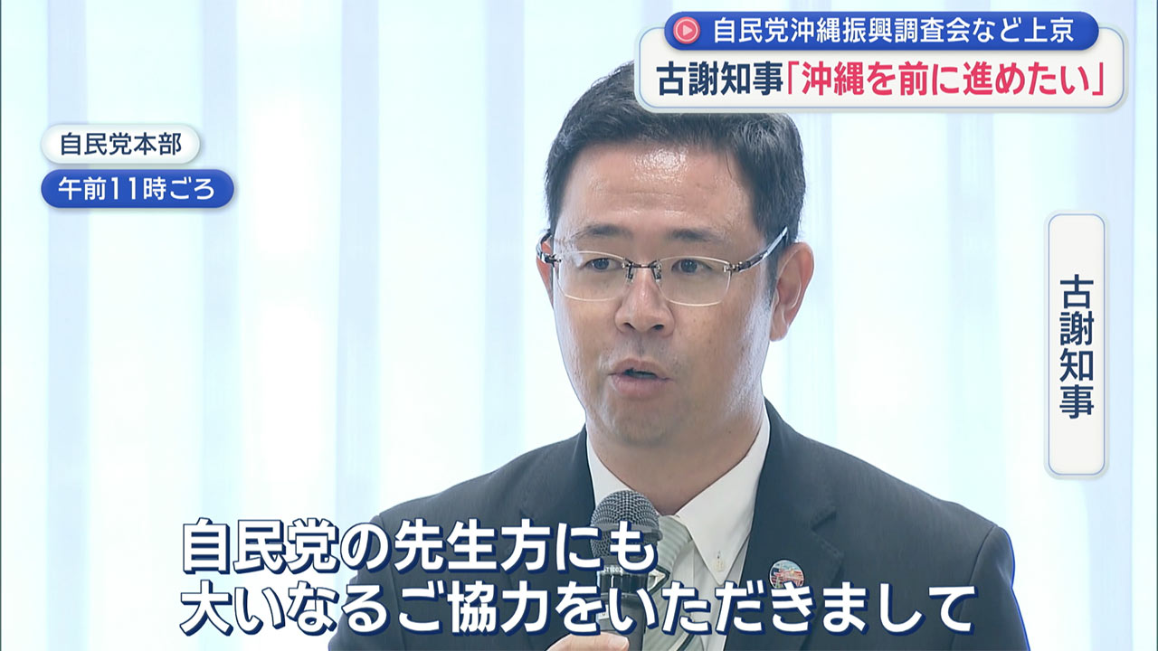 自民党沖縄振興審議会に出席など上京の古謝知事「党と連携して沖縄を前に」