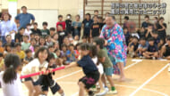 宮古島合宿中の時津風部屋力士と子どもたちが交流