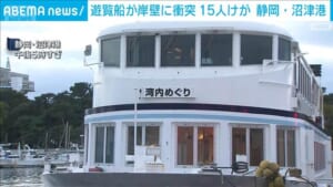 遊覧船が岸壁に衝突 15人けが 静岡・沼津港