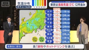 【全国の天気】東京11月並み…あす12月の寒さ　線状降水帯の恐れ　今夜警戒