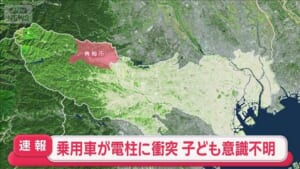 【速報】東京の東青梅駅近くで乗用車が電柱に正面衝突　子どもが意識不明の重体