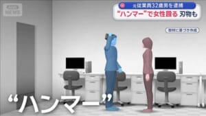 “ハンマー”で女性殴る 刃物も　元従業員32歳男を逮捕