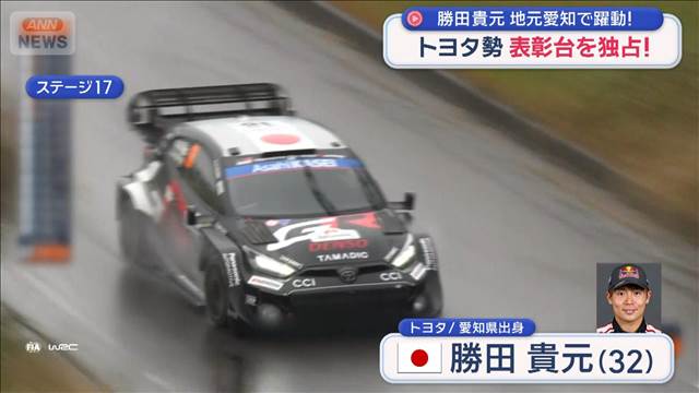 トヨタ勢　表彰台を独占！　勝田貴元　地元愛知で躍動！