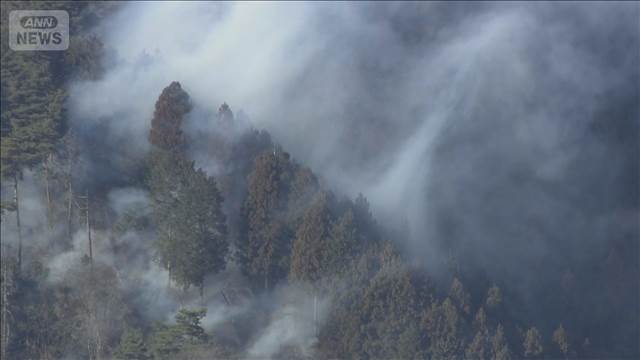 「煙が見える」山梨・上野原市で山火事 ヘリなどの消火活動続く