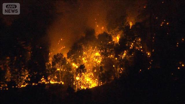 中央道・談合坂SA近くで山火事　民家まで約1km　消火活動は日没で打ち切り　山梨