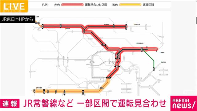 JR高崎線・宇都宮線は運転再開　常磐線は架線断線で運転見合わせ　JR東日本