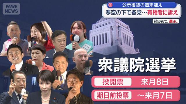 公示後初の週末迎え　寒空の下で各党…有権者に訴え