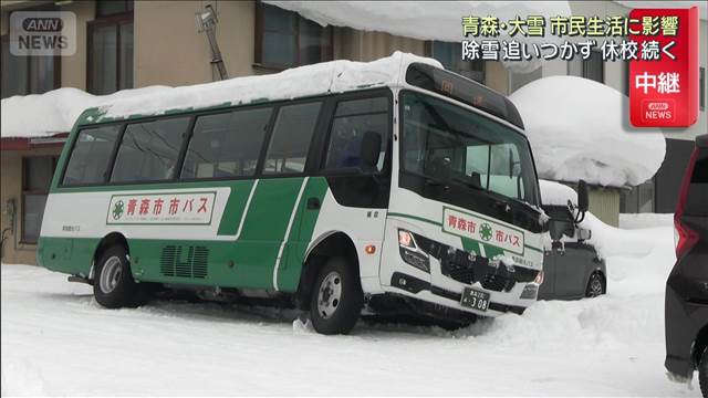 大雪の青森 除雪が追いつかず市民生活に影響　学校の休校続く