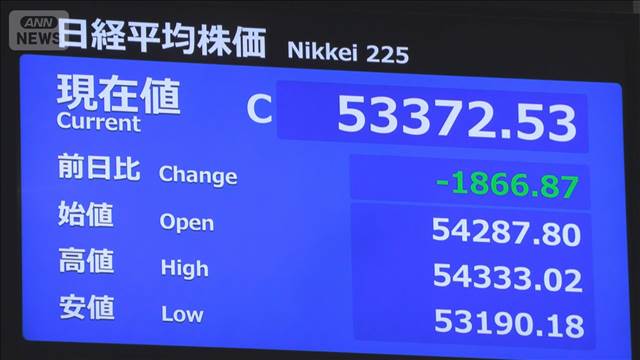 日経平均一時2000円超下落　原油高で全面安　イラン情勢の不透明感で企業収益に懸念