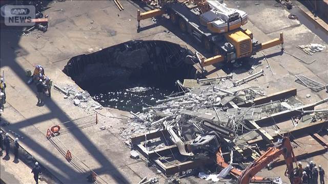 落下したおもりの上で作業か　クレーン解体中に5人転落