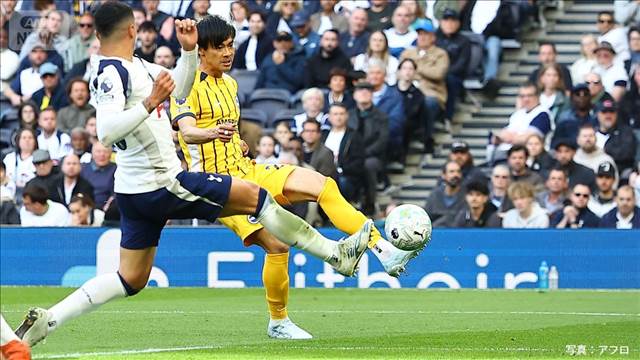 三笘薫　トッテナム戦で逆足ボレー弾　今季リーグ戦3ゴール目