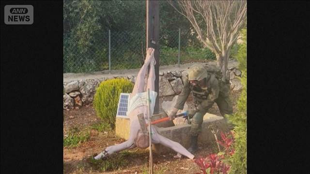 イスラエル兵がキリスト像“破壊”レバノンでハンマーでたたく画像がネットに拡散