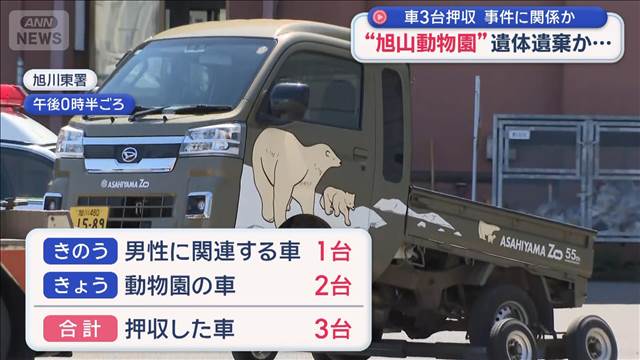 “旭山動物園”に遺体遺棄か　現場検証続く　車3台押収　事件に関係か