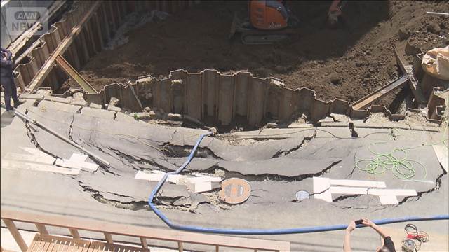横浜駅付近の陥没　道路上の「止まれ」文字ほぼ見えなく…10日時点で復旧めど立たず