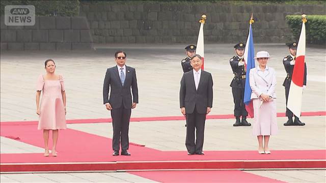 フィリピン大統領夫妻を皇居で出迎え　歓迎行事でゆかりの地の歌も