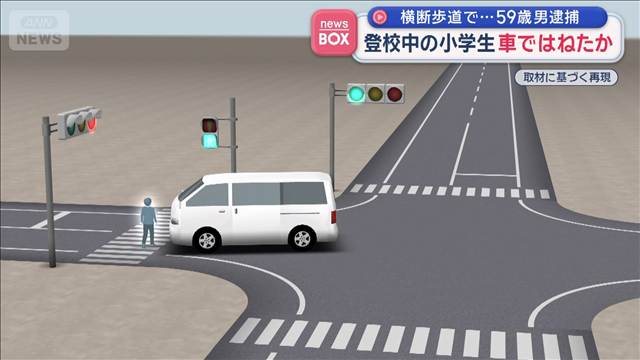 登校中の小学生　車ではねたか　横断歩道で…59歳男逮捕