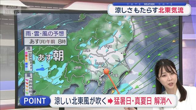 【関東の天気】大気不安定 今夜もゲリラ雷雨に警戒　東京 6日ぶりに猛暑日解消