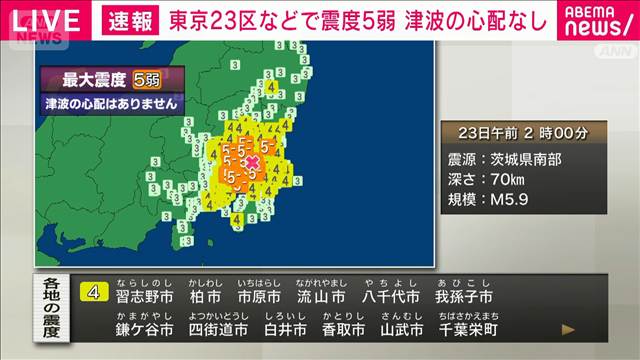 政府　官邸連絡室を設置　東京23区などで震度5弱