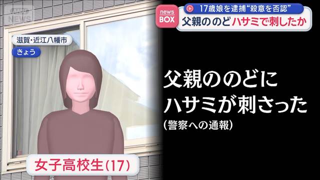 父親の喉をハサミで刺したか　17歳娘を逮捕“殺意を否認”　滋賀・近江八幡市