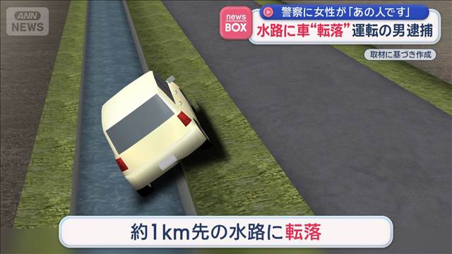 水路に車“転落”運転の男逮捕　警察に女性が「あの人です」 福岡