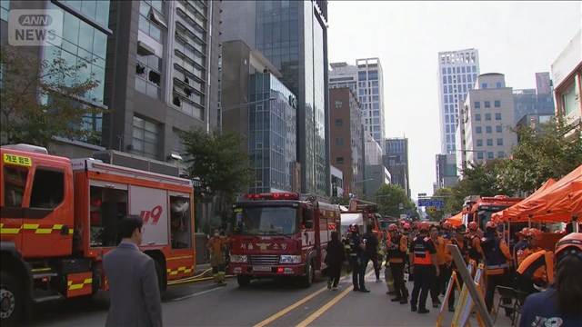 韓国でビル2棟火災　19人重軽傷　放火の疑いで男を拘束　ソウル・江南区