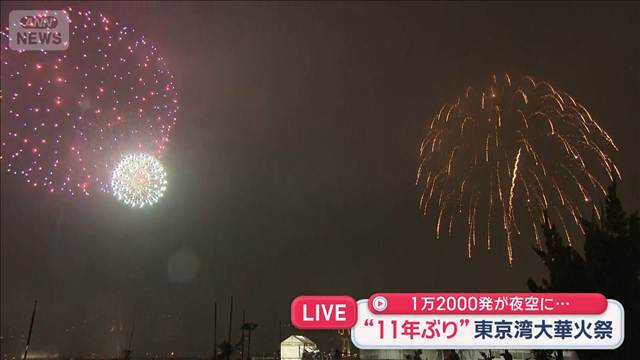 東京湾大華火祭 天気の心配よそに無事開催　11年ぶり1万2000発が夜空に…