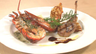 オマールとラム肉のグリル 香草風味 〜カリフラワーとブルグルのタブレを添えて〜